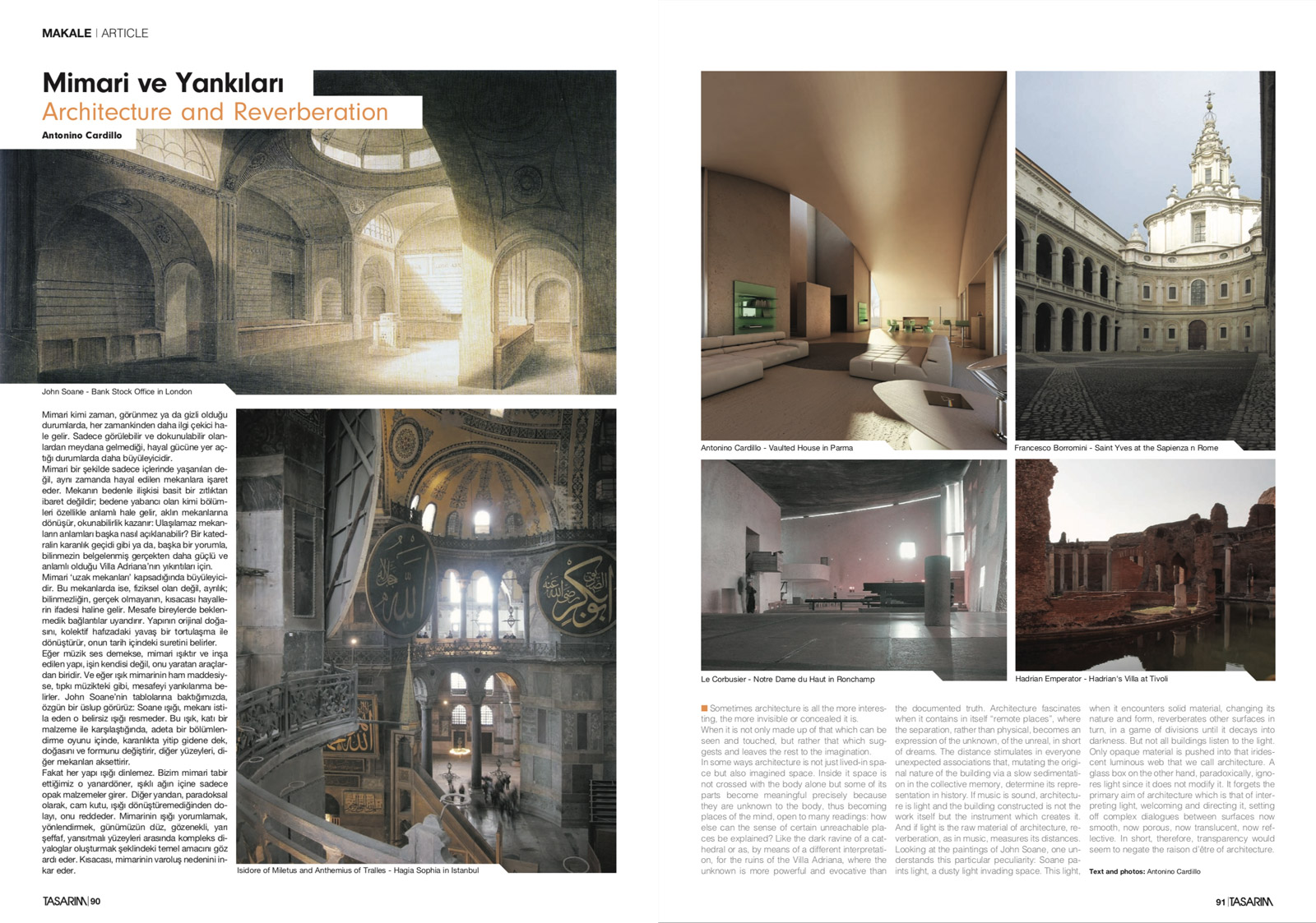 Architecture and reverberation, Tasarim, n. 194, pp. 90–91.